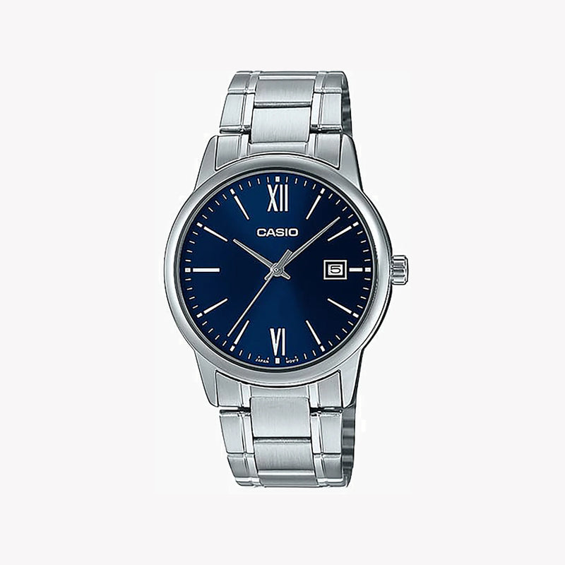 Casio Mtp-V002d-2b3udf - Elegant Sporty Timepiece For Every Adventure Men's Watch With Silver BAnd and Blue Dial by i-watch
