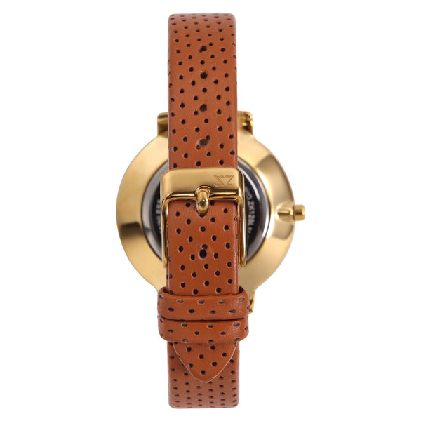 Zink Women's Watch With Gold Stainless Steel Case And Brown Leather Band by i-watch