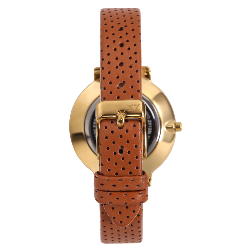 Zink Women's Watch With Gold Stainless Steel Case And Brown Leather Band by i-watch