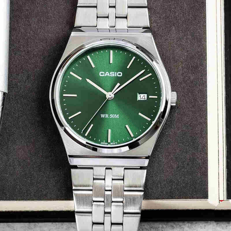 Casio Men's Stainless Steel Watch, Green Dial | Mtp-B145d-3av by i-watch