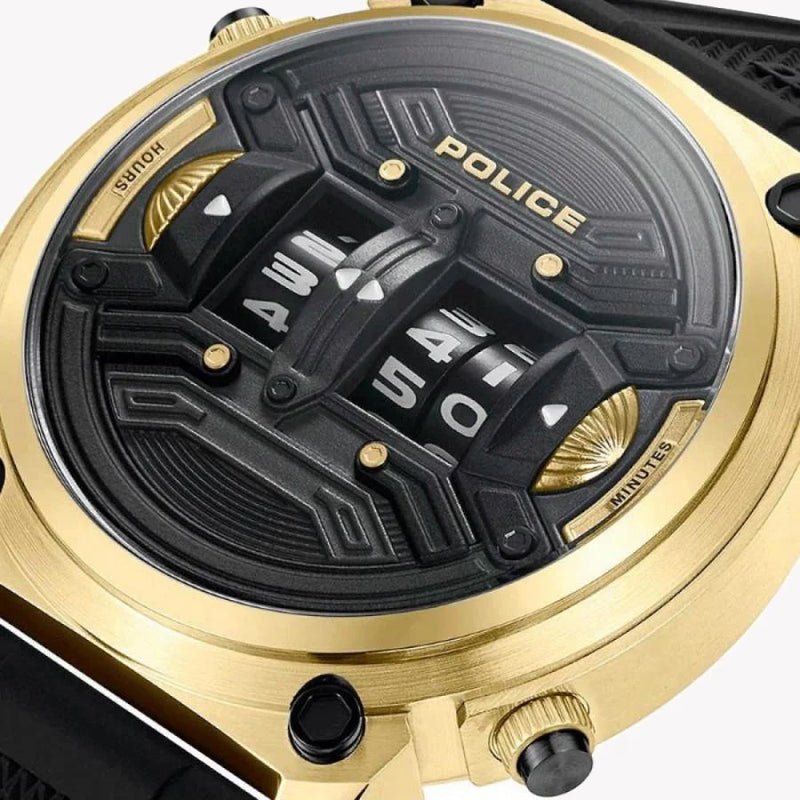 Police Men's Gold Watch, Black Rubber Band | Pewjp2228501 by i-watch