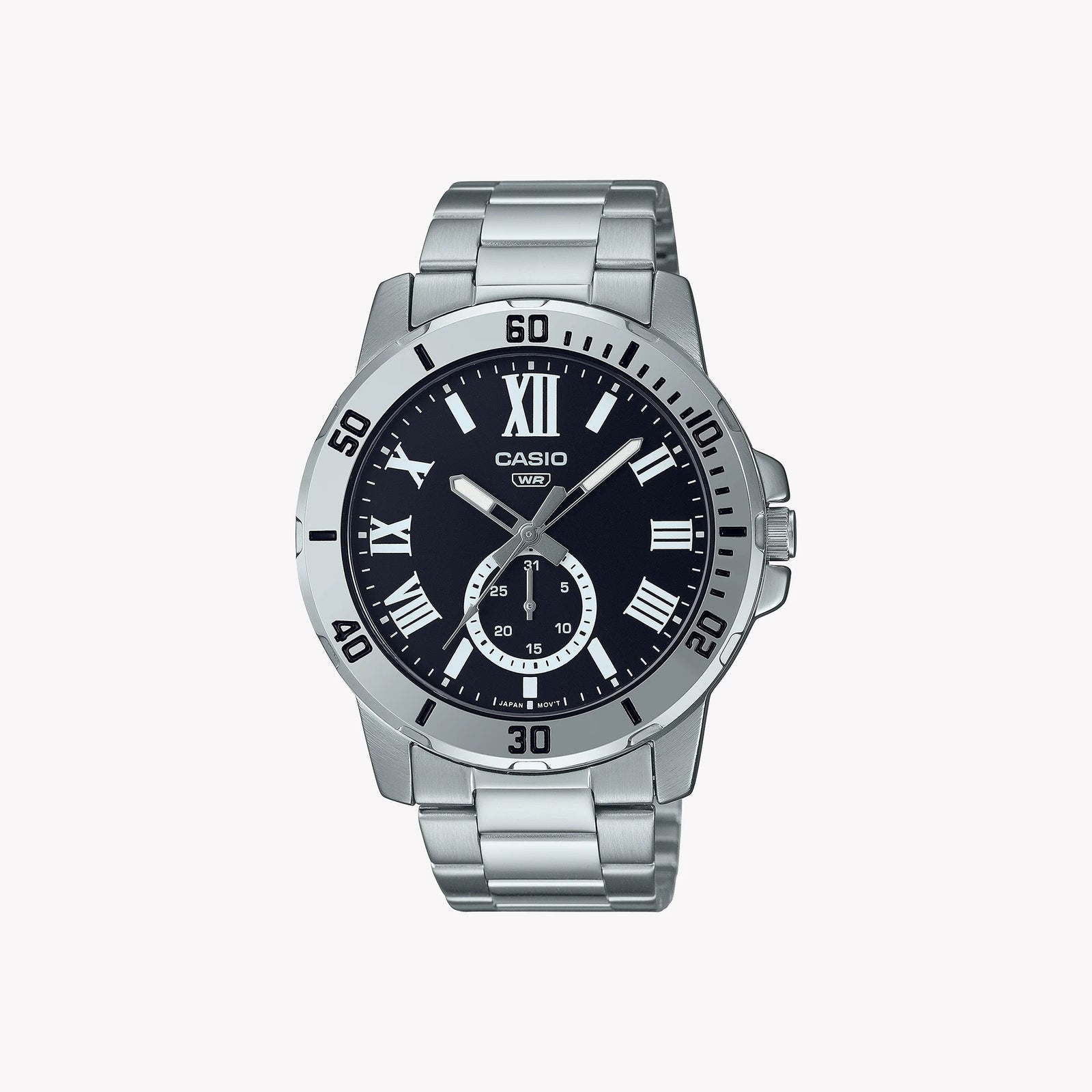 Casio Men's Silver Watch, Black Dial | Mtp-Vd200d-1b by i-watch
