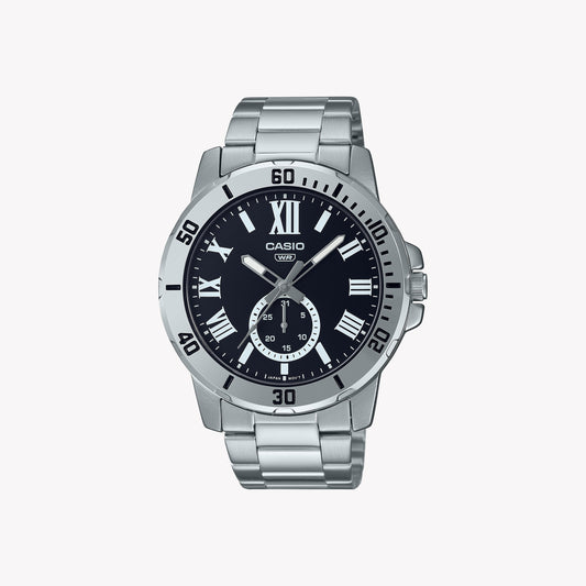 Casio MTP-VD200D-1B analoge silberne Herrenuhr