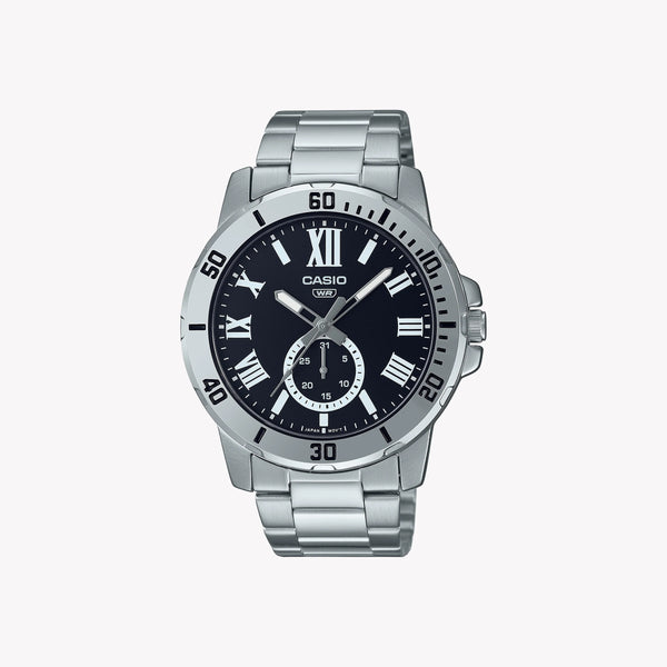 CASIO MTP-VD200D-1B BOLD ADVENTURER - STYLISH MEN'S WATCH WITH BLACK DIAL & STAINLESS STEEL BAND