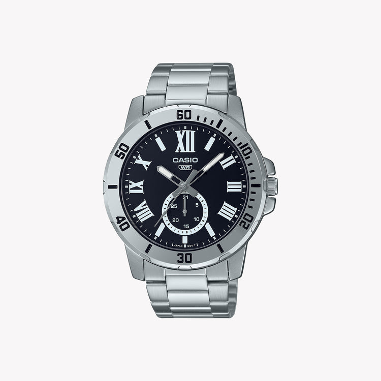 Casio MTP-VD200D-1B analoge silberne Herrenuhr