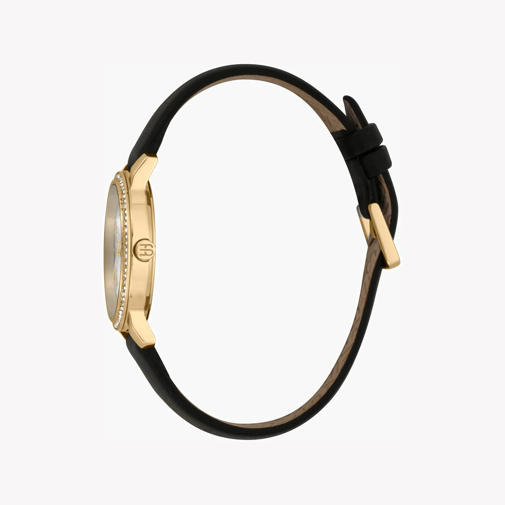 Esprit Women's Black Leather Watch, Silver Dial | ES1L282L0025 by i-watch