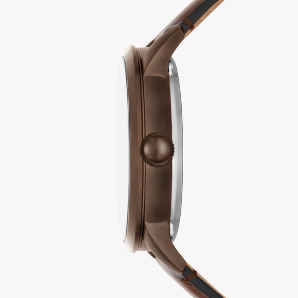 Fossil Men's Brown Leather Watch, White Dial | Me3225 by i-watch