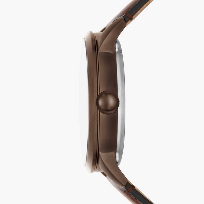 Fossil Men's Brown Leather Watch, White Dial | Me3225 by i-watch