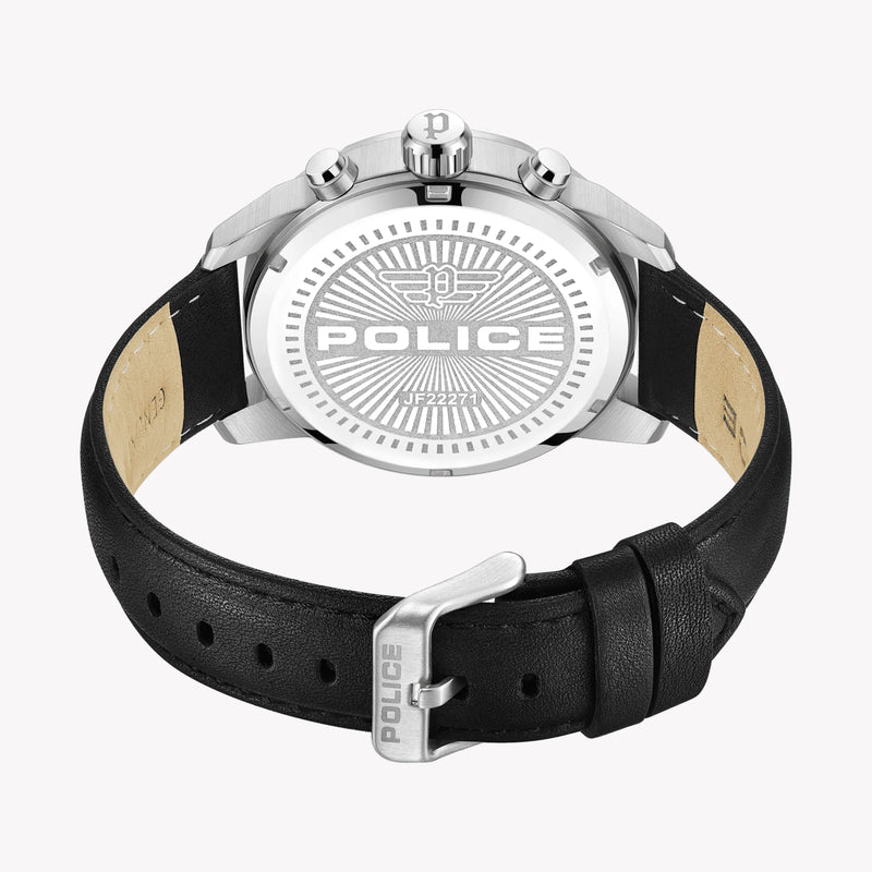 Police Men's Silver Stainless Steel, Black Leather | Pewjf2227101 by i-watch