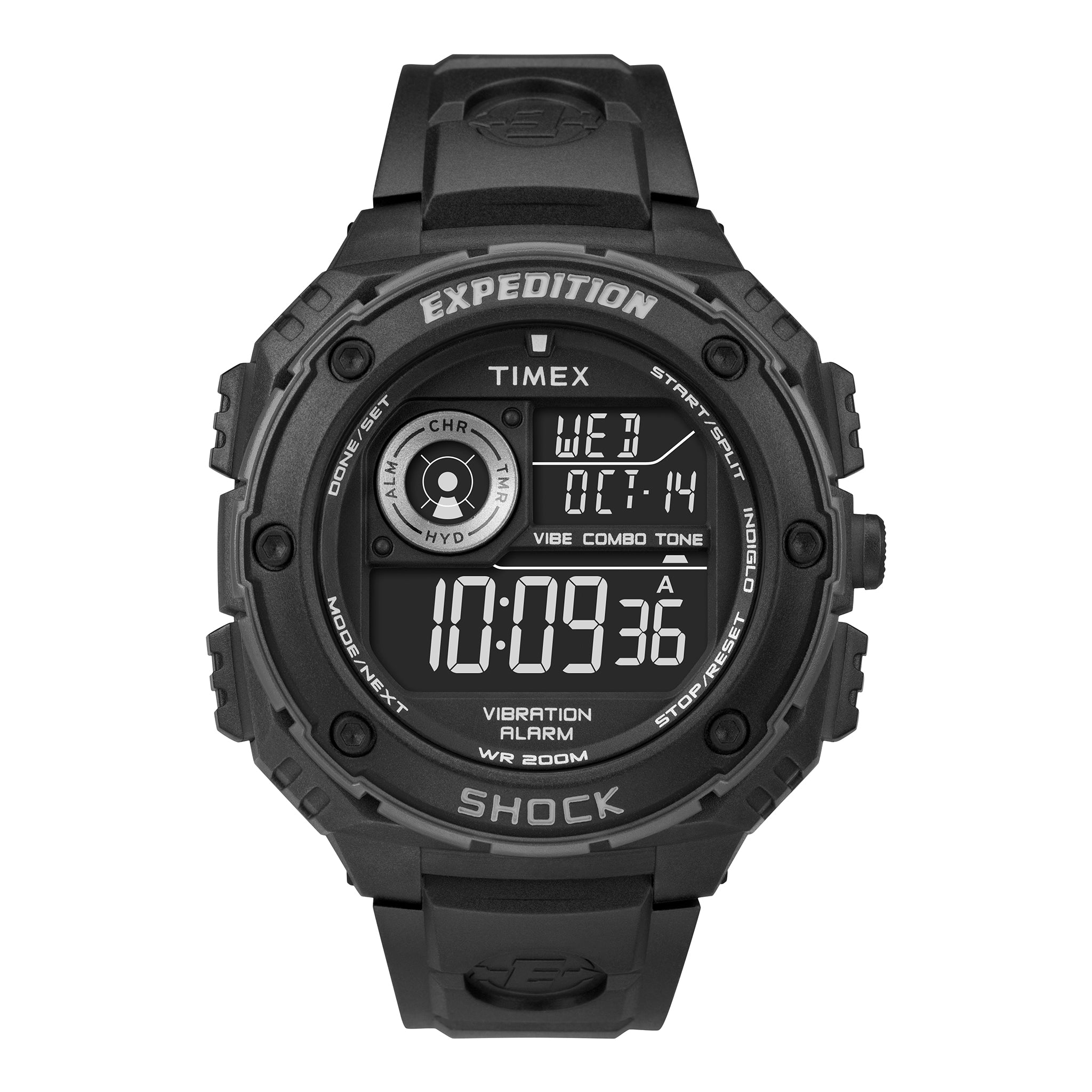 TIMEX EXPEDITION T49983 RUGGED DIGITAL MEN'S WATCH - BLACK RESIN, 50MM, 20 ATM WATER RESISTANT