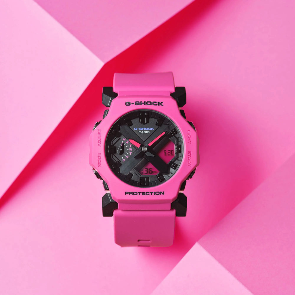 Casio Unisex Pink Resin Watch, Black Dial | Ga-2300-4aer by i-watch