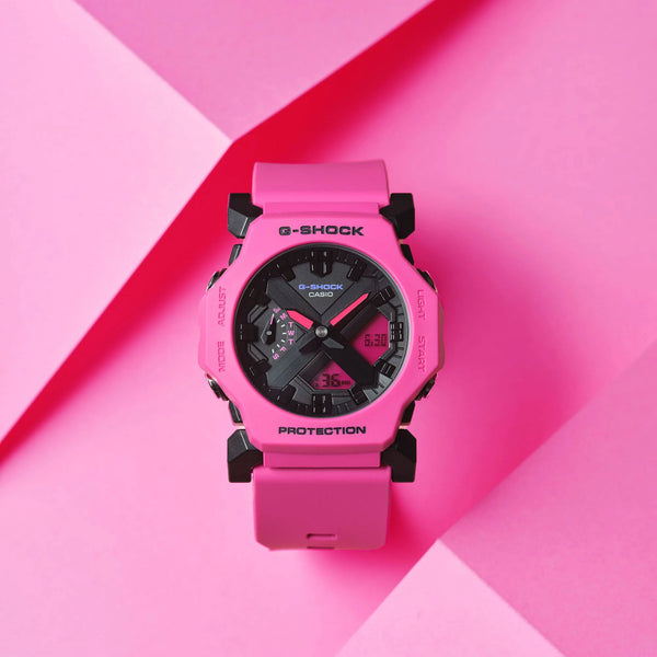 Casio Unisex Pink Resin Watch, Black Dial | Ga-2300-4aer by i-watch
