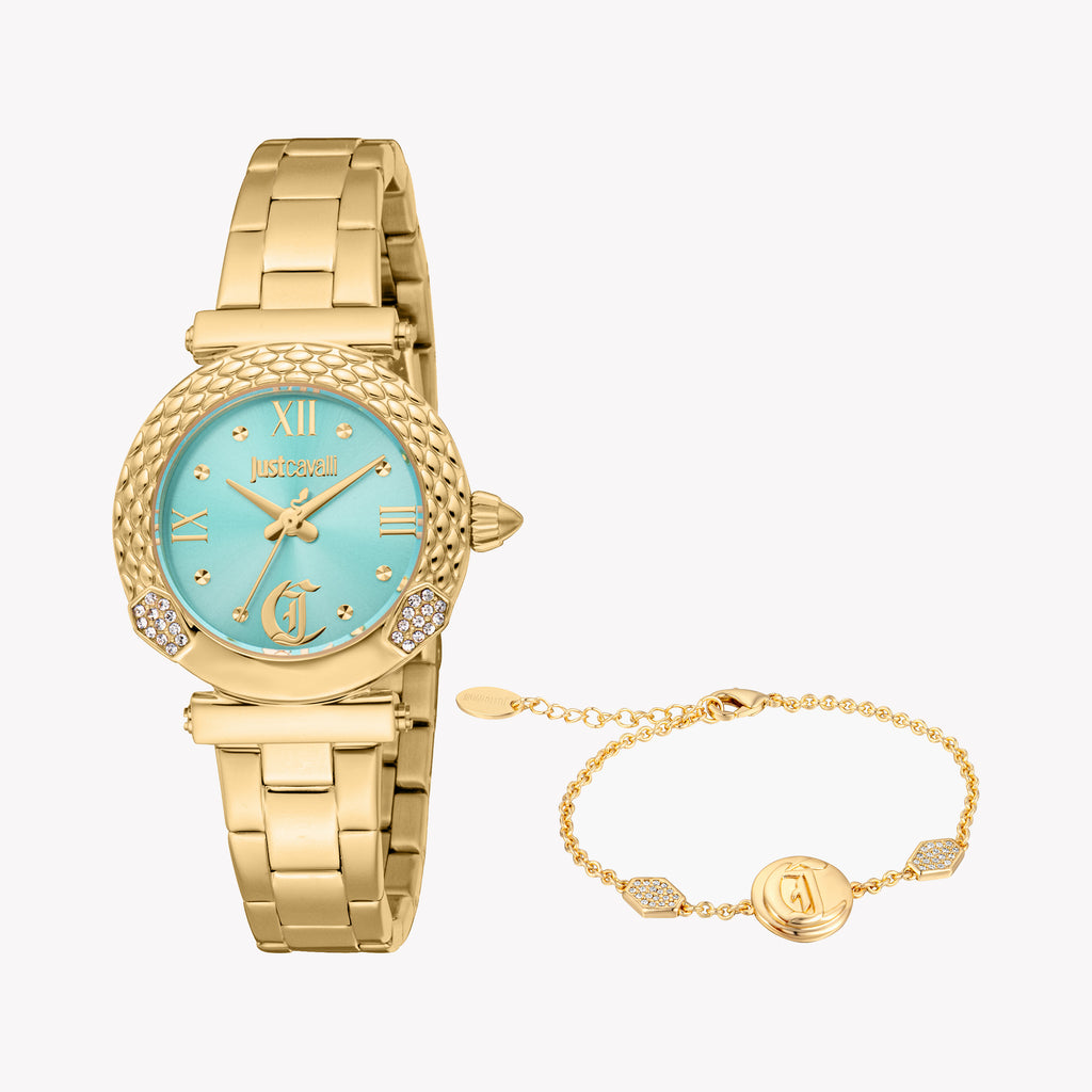 JUST CAVALLI JC1L332M0065 BOLD TURQUOISE - GLEAMING GOLD WOMEN'S WATCH-i-Watch-4