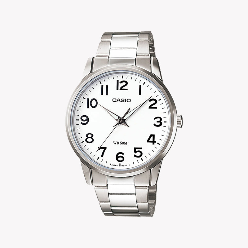 Casio Men's Silver Stainless Steel Watch, White Dial | Mtp-1303d-7bvdf by i-watch
