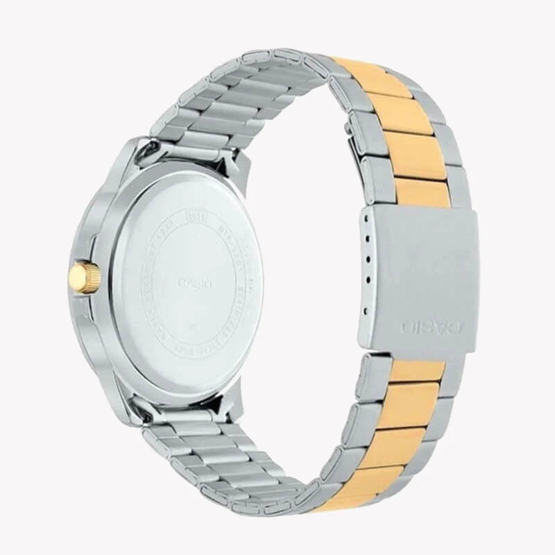 Casio Men's Silver & Gold Watch, Black Dial | Mtp-Vd01sg-1bv by i-watch