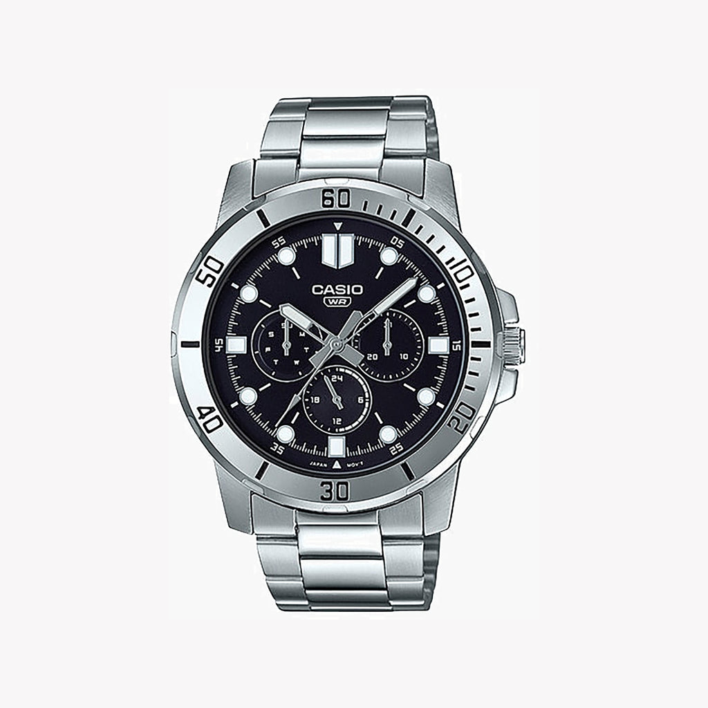 CASIO MTP-VD300D-1E DYNAMIC VERSATILITY - STYLISH MEN'S WATCH WITH BLACK DIAL & STAINLESS STEEL BAND-i-Watch-4