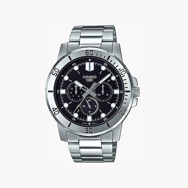 Casio Men's Silver Watch, Black Dial | Mtp-Vd300d-1e by i-watch