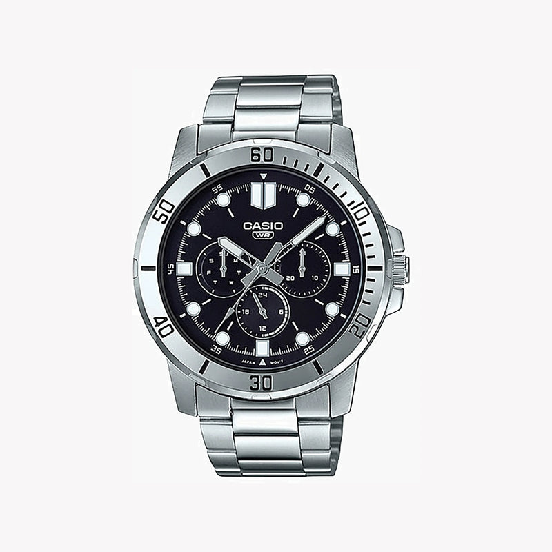 Casio Men's Silver Watch, Black Dial | Mtp-Vd300d-1e by i-watch