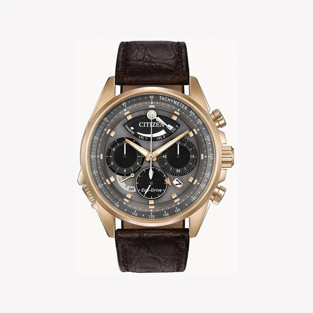 Citizen Av0063-01h Time Master - Rosegold Chronograph With Black Leather Strap by i-watch