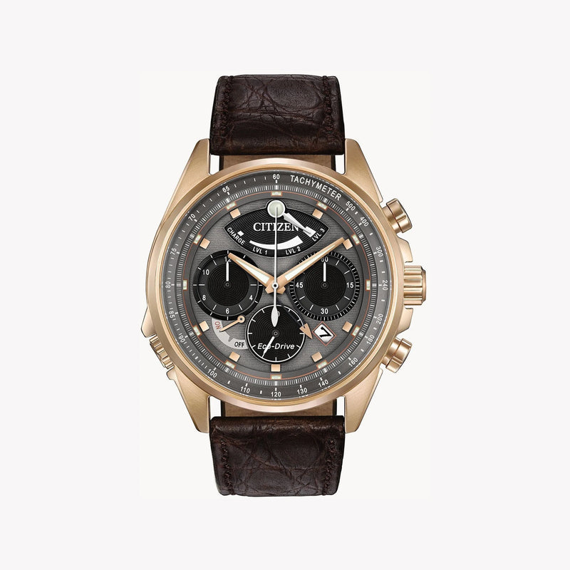 Citizen Av0063-01h Time Master - Rosegold Chronograph With Black Leather Strap by i-watch