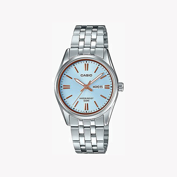 Casio Women's Silver Stainless Steel, Blue Dial | Ltp-1335d-2avdf by i-watch