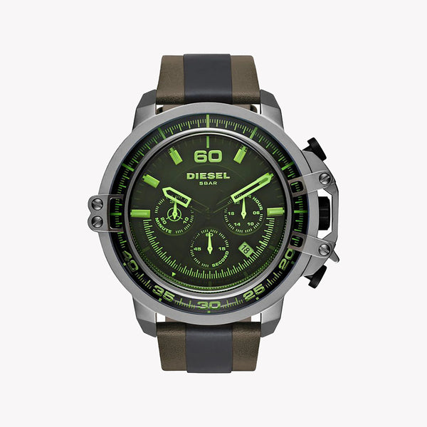 Diesel Men's Silver Stainless Steel, Brown/Green Leather | Dz4407 by i-watch