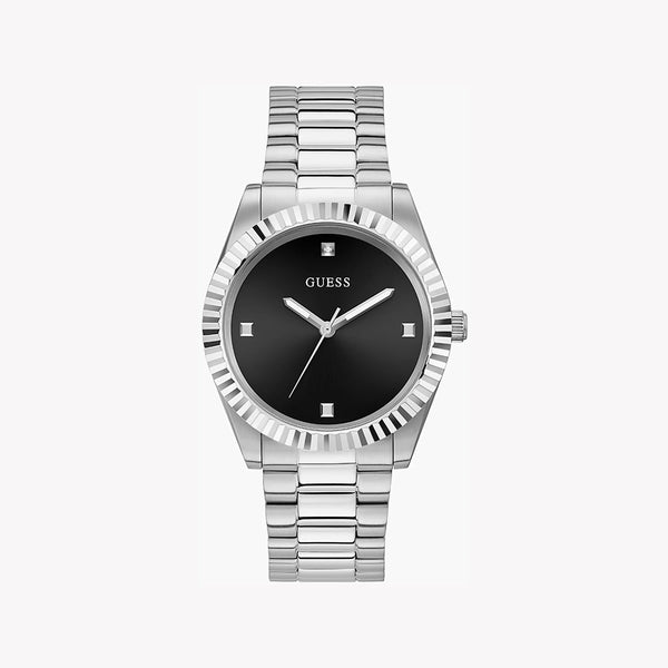 Guess Men's Silver Stainless Steel, Black Dial | Gw0542g1 by i-watch