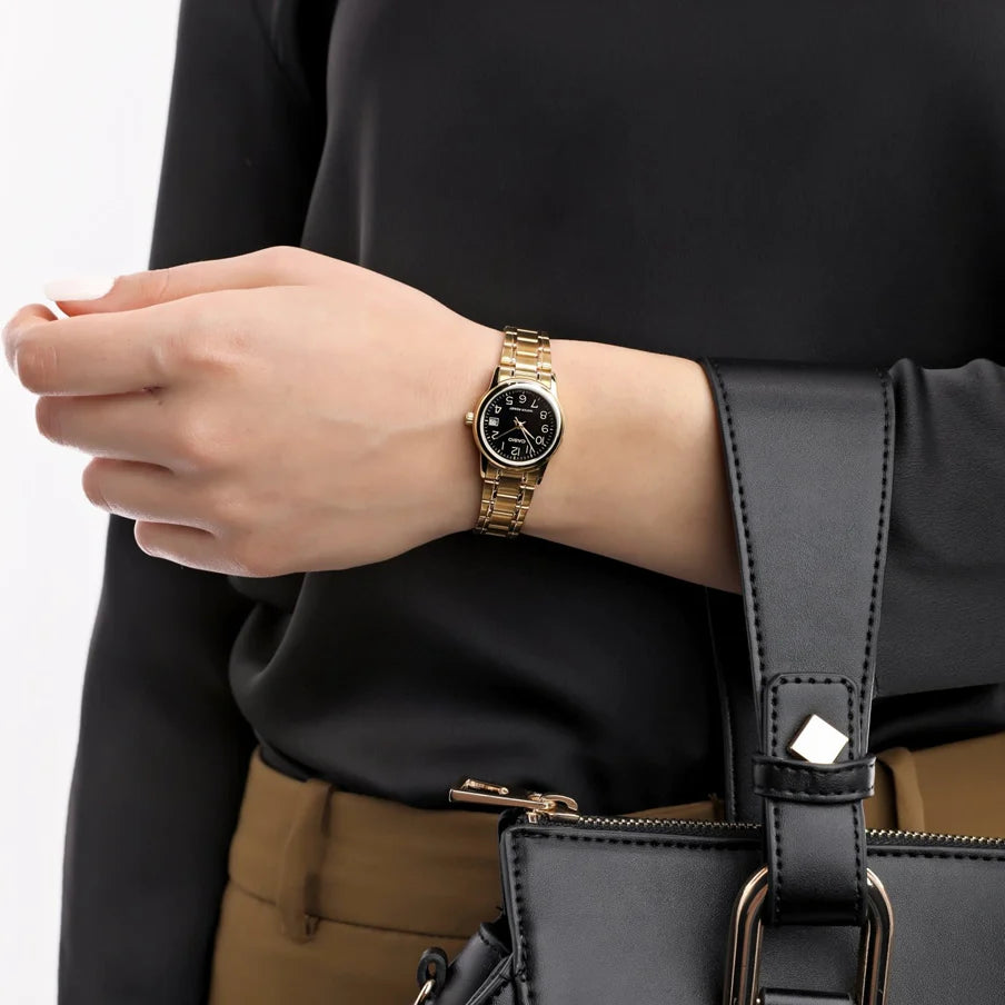 Casio Women's Gold Watch, Black Dial | Ltp-V002g-1b by i-watch