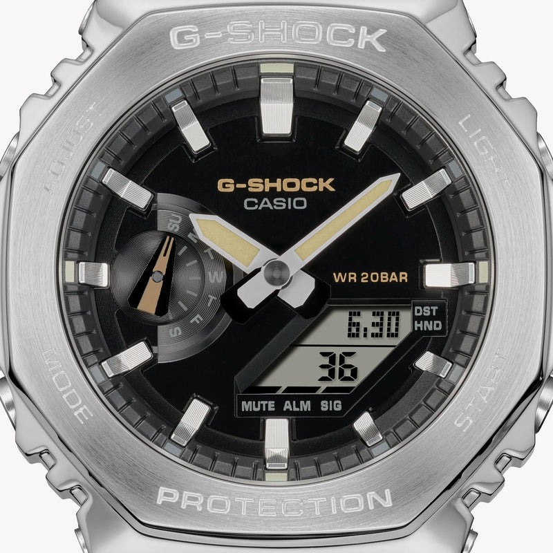 Casio Men's Silver & Tan Watch, Black Dial | Gm-2100c-5aer by i-watch