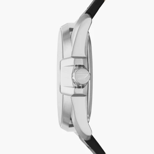 Diesel Men's Silver Watch, Black Leather Band | Dz1966 by i-watch