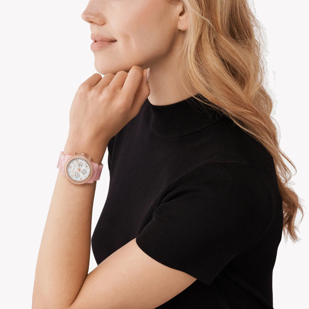 Michael Kors Women's Pink Rubber Watch, White Dial | Mk7424 by i-watch