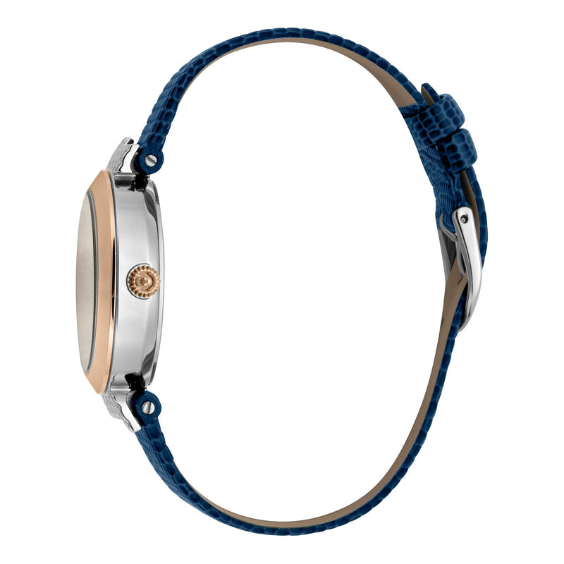 Just Cavalli Women's Silver Stainless Steel Watch, Blue Leather Band | Jc1l091l0035 by i-watch
