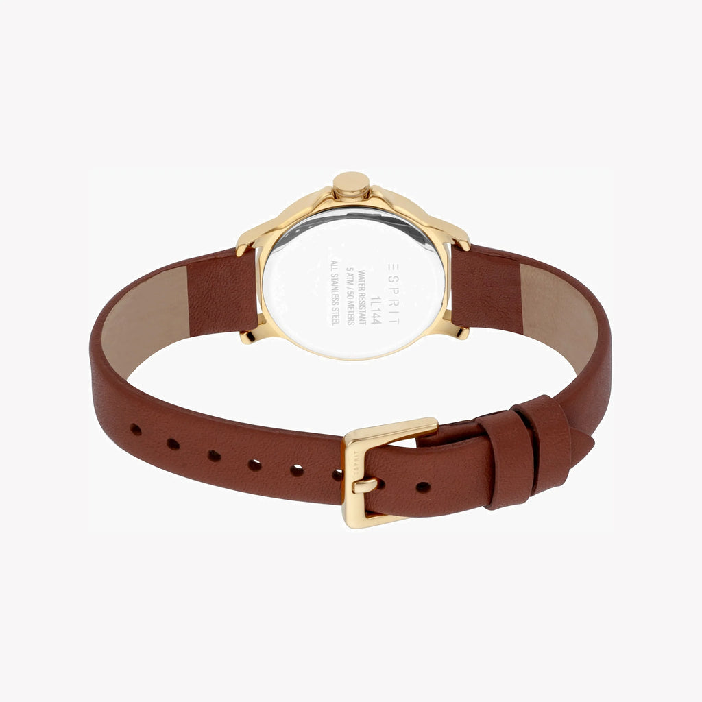 ESPRIT Women's Watch with Silver Stainless Steel Case and Brown Leather Band-i-Watch-3