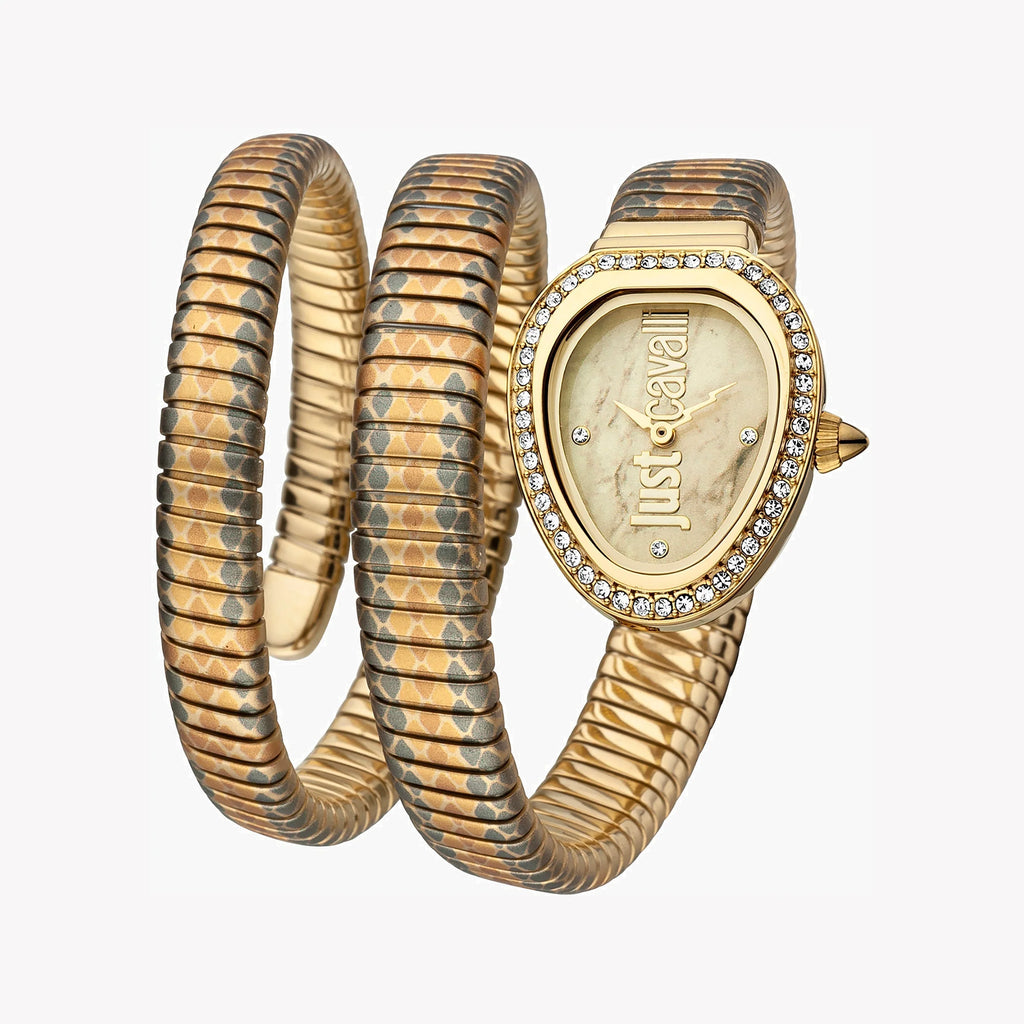 JUST CAVALLI Women's Watch with Gold Stainless Steel Case and Gold Stainless Steel Band