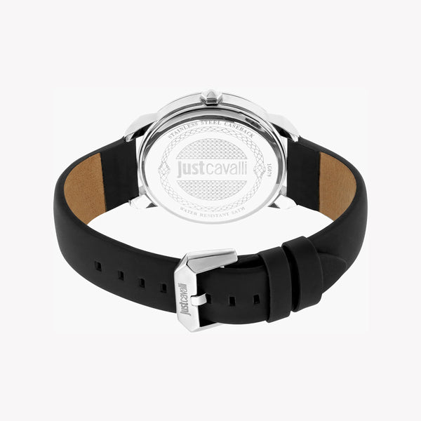 Just Cavalli Men's Silver Dial Watch, Black Leather Band | Jc1g079l0015 by i-watch