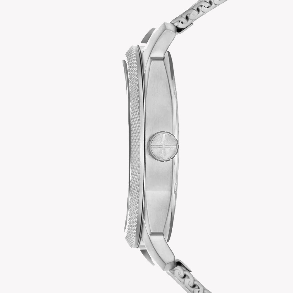 FOSSIL FS6014 MEN’S WATCH - ELEGANT BURGUNDY DIAL WITH SILVER MESH STRAP-i-Watch-2