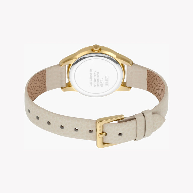 Esprit Women's Beige Leather Watch, Silver Dial | Es1l164m0055 by i-watch
