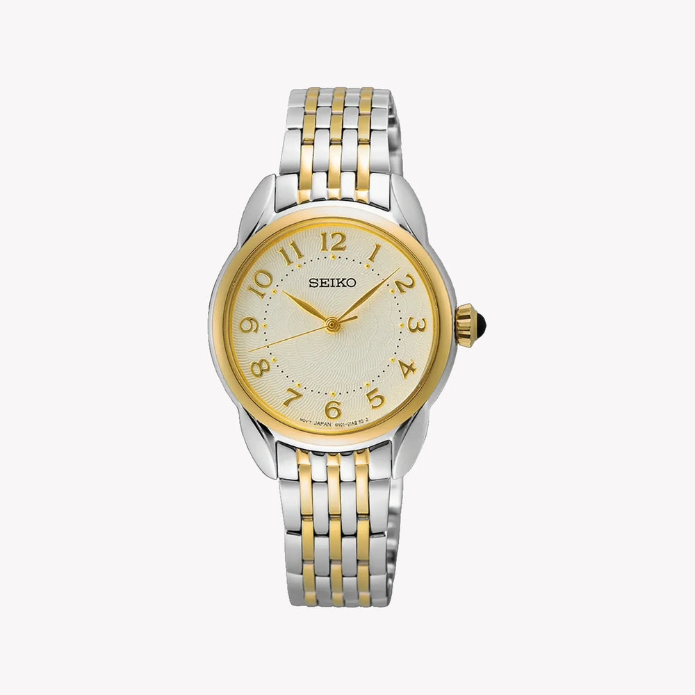Seiko Women's Silver & Gold Stainless Steel Watch, Beige Dial | Sur562p1 by i-watch