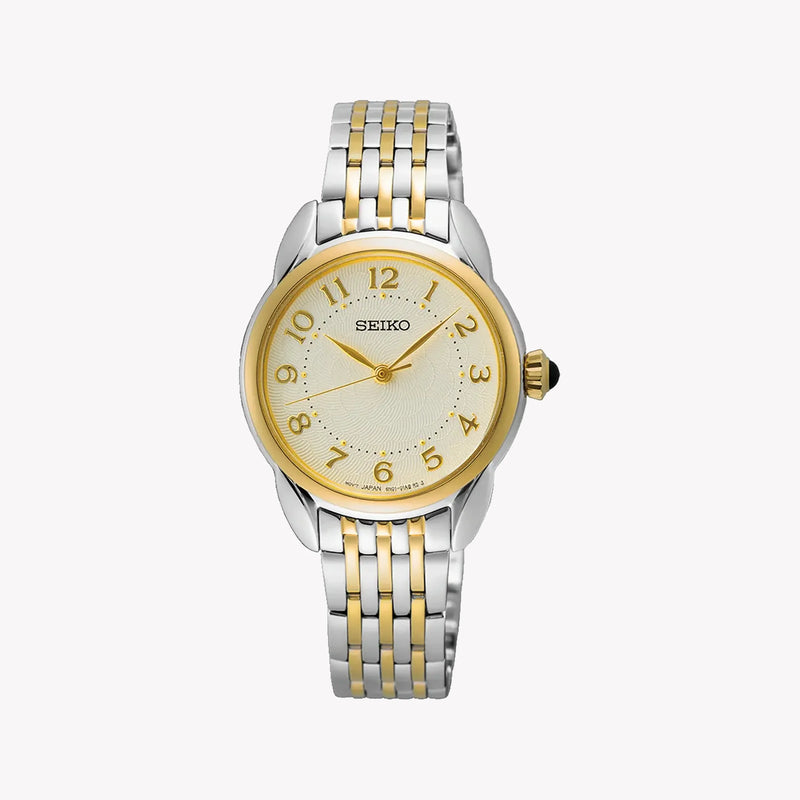 Seiko Women's Silver & Gold Stainless Steel Watch, Beige Dial | Sur562p1 by i-watch