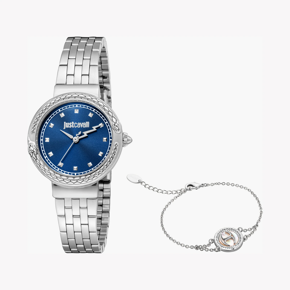 Just Cavalli Men's Silver Watch, Dark Blue Dial | Jc1l311m0015 by i-watch