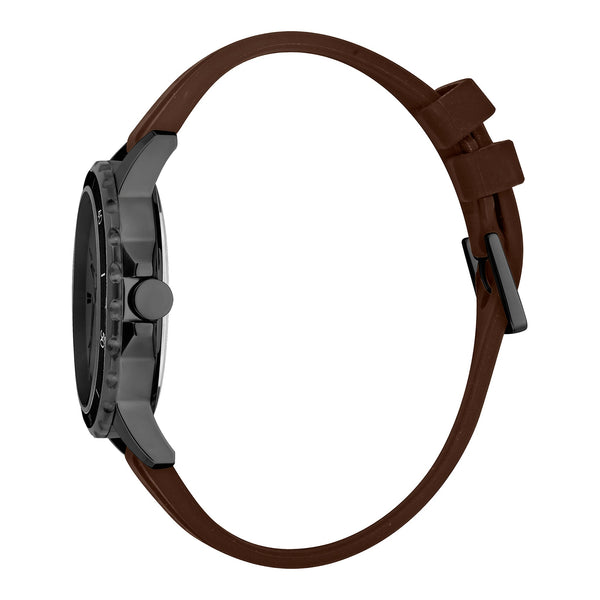 Esprit Men's Classic Timepiece - Stylish Black Dial & Brown Rubber Band by i-watch