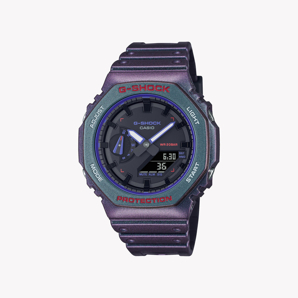 Casio Unisex Purple Resin Watch, 45.5 Mm | Ga-2100ah-6aer by i-watch