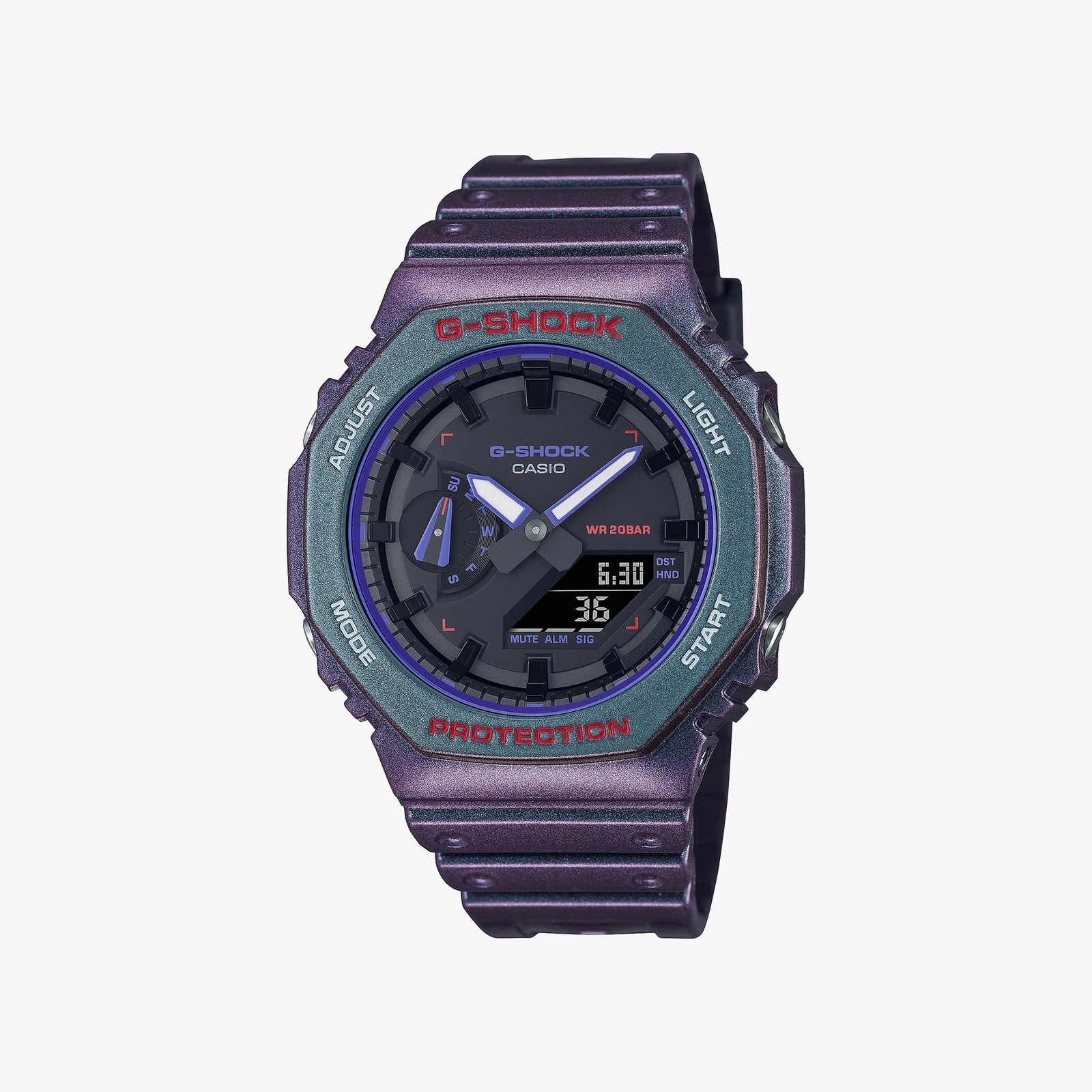 Casio Unisex Purple Resin Watch, 45.5 Mm | Ga-2100ah-6aer by i-watch