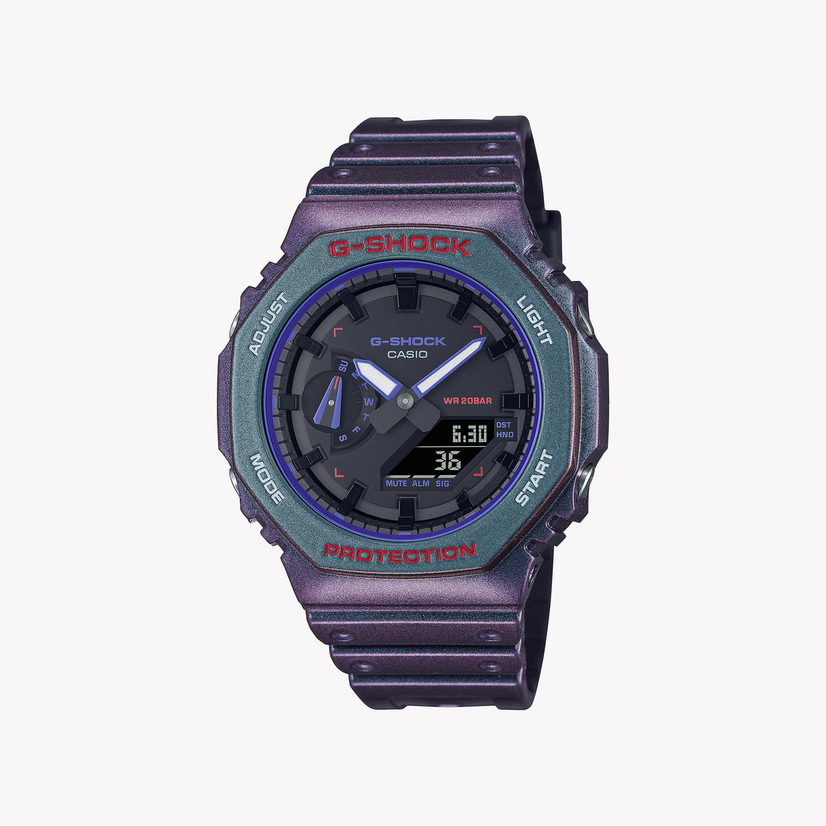 CASIO G-SHOCK GA-2100AH-6AER OAK - ADVENTURE-READY TIMEPIECE FOR MEN WITH STYLISH PURPLE ACCENTS