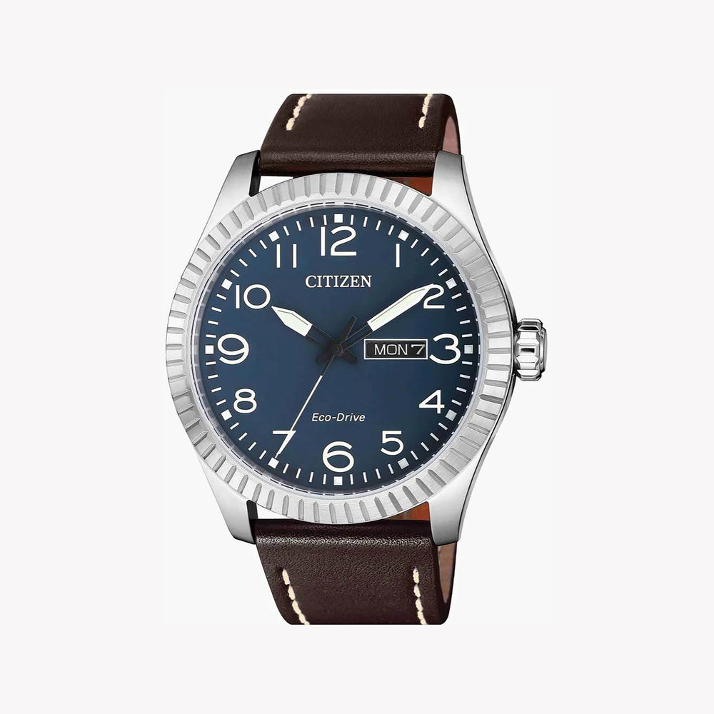 Citizen Bm8530-11l - Elegantly Powerful Men's Eco-Drive Watch With Blue Dial & Leather Band by i-watch