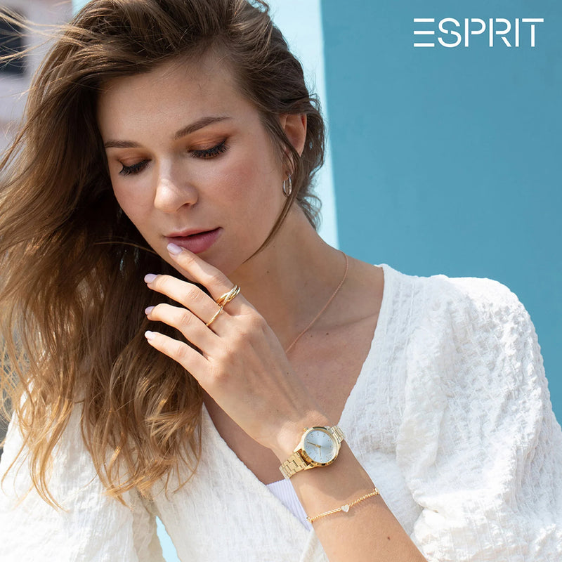 Esprit Women's Gold Stainless Steel Watch, Silver Dial | Es1l006m0035 by i-watch