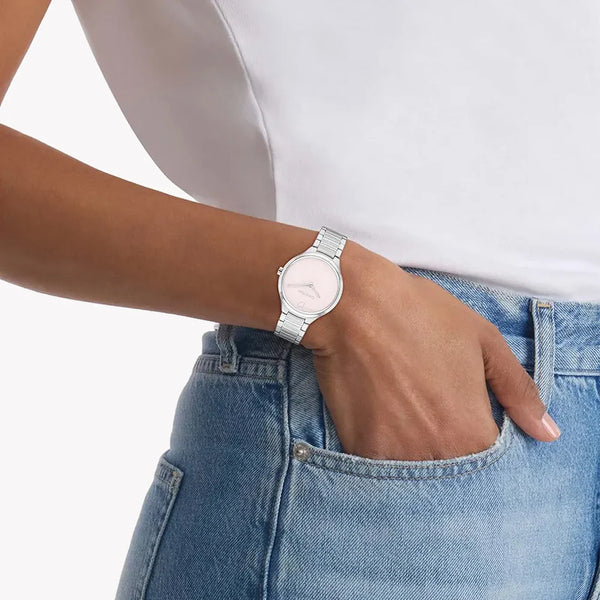 Ck Calvin Klein Women's Silver Watch, Pink Dial | K3m21546e by i-watch