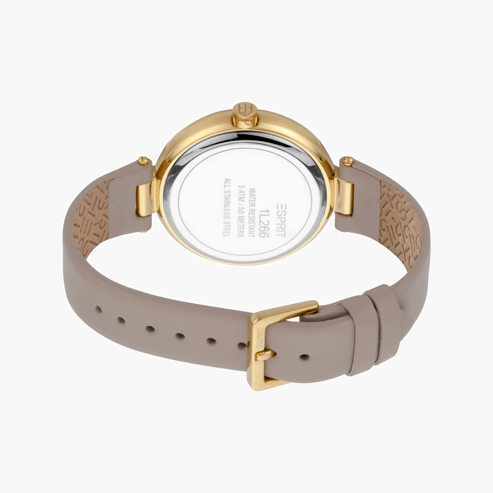 Esprit Women's Beige Leather Watch, Silver Dial | Es1l123m0015 by i-watch