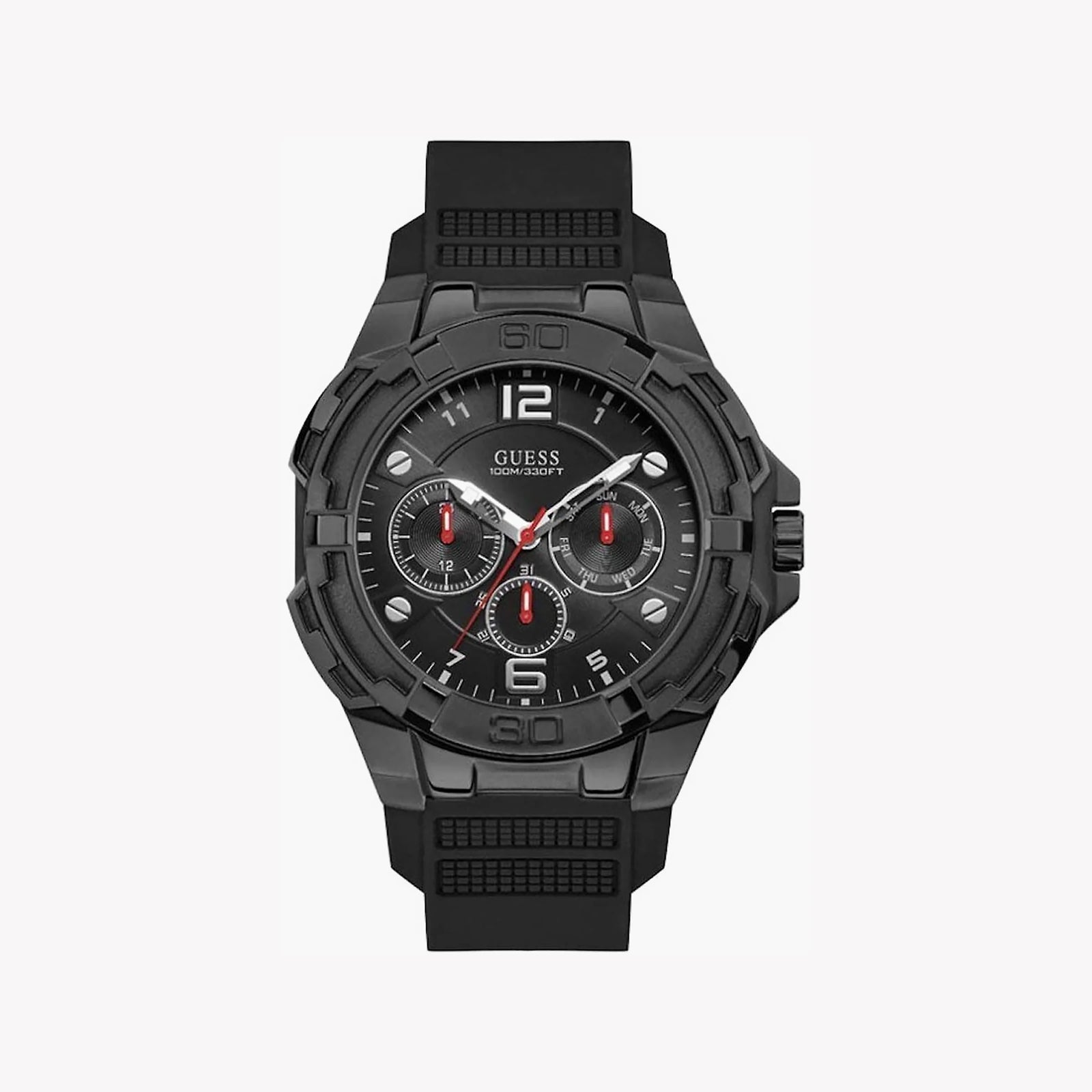 Guess Watches Men's Black Silicone, Black Case | W1254g2 by i-watch