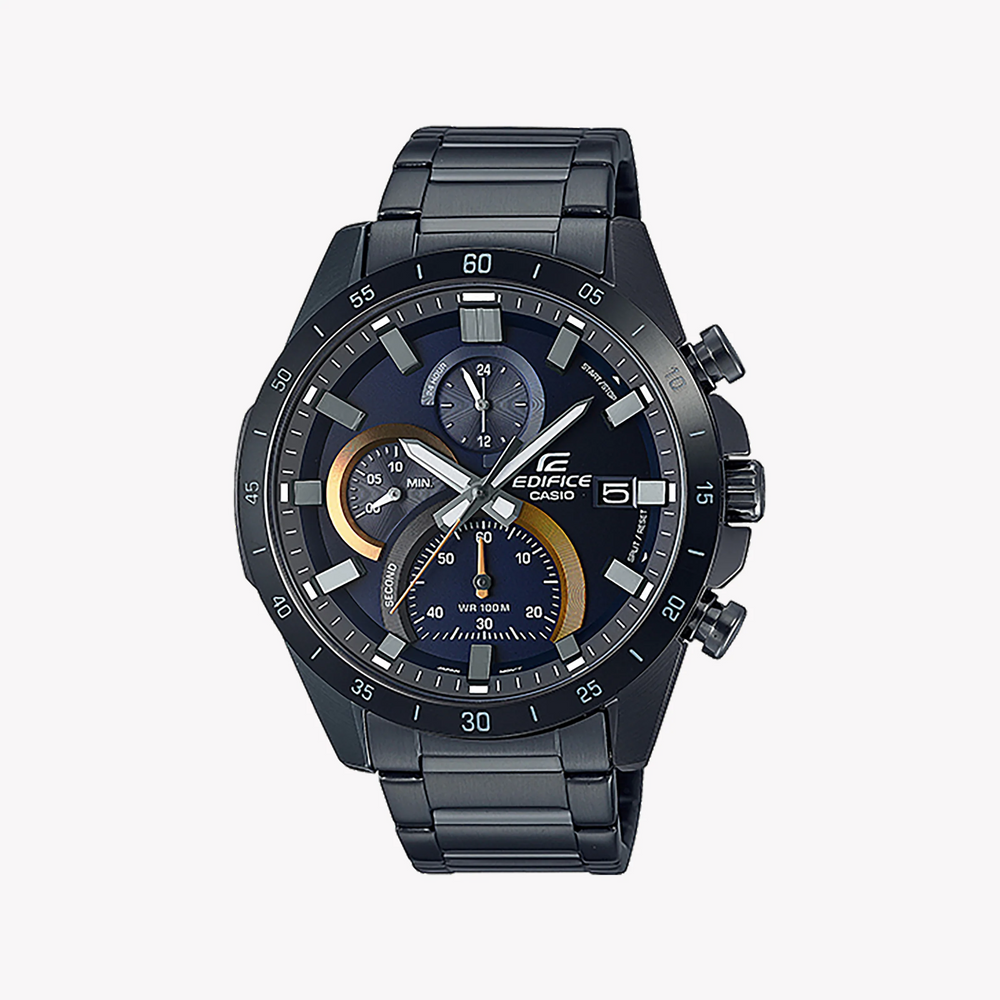 Edifice Elegance - Bold Black Men's Watch With Stainless Steel Band & Water Resistance by i-watch